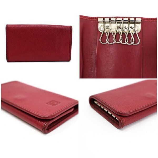 ロエベ 6連キーケース レッド 中古 ABランク LOEWE ｜ 女性