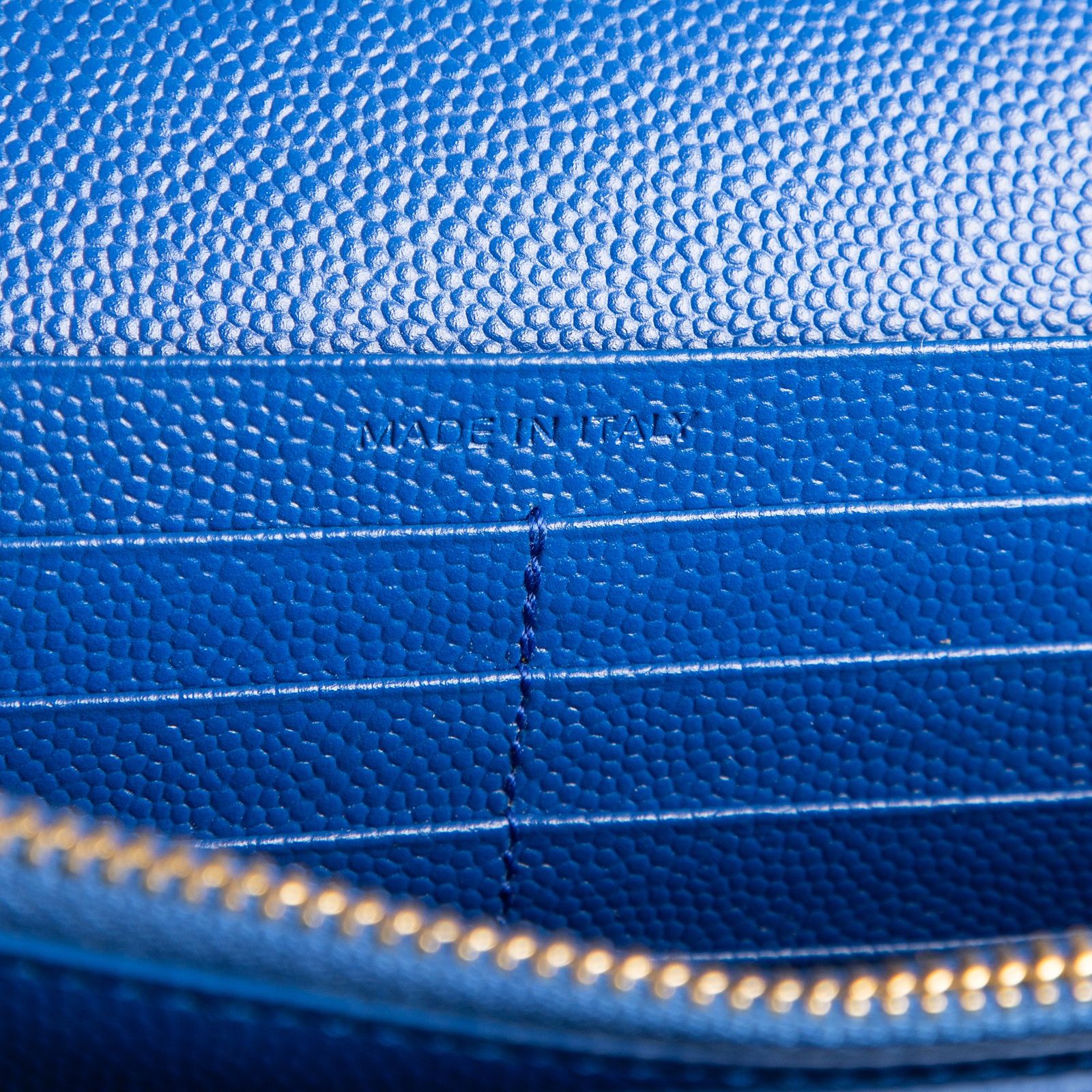 YVES SAINT LAURENT イヴサンローランチェーンウォレット青グレイン ド プードル レザーA WWW_MORNINGWALKER_COM