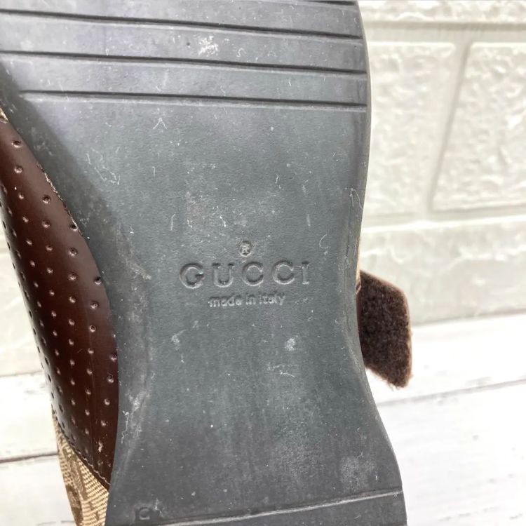 美品❣️ GUCCI グッチ 6125GG柄キャンバス×レザー スニーカー