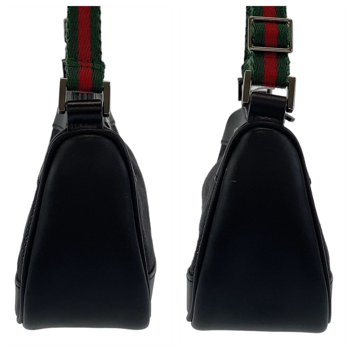 【美品】GUCCI アクセサリーポーチ ハンドバッグ シェリーライン 美品 GUCCI グッチ シェリーライン ブラック シルバー金具