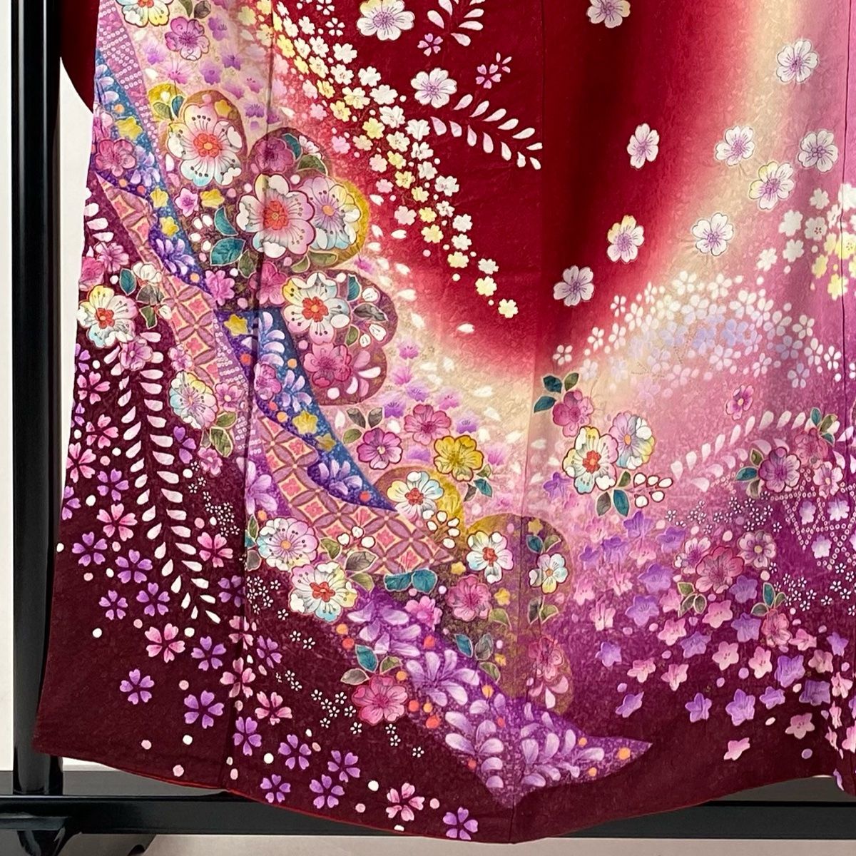 正絹振袖5 Mサイズ⭐︎2/28までに出品 正絹|着物レンタル|153〜165cm|振袖フルセット(パープル系)|普通