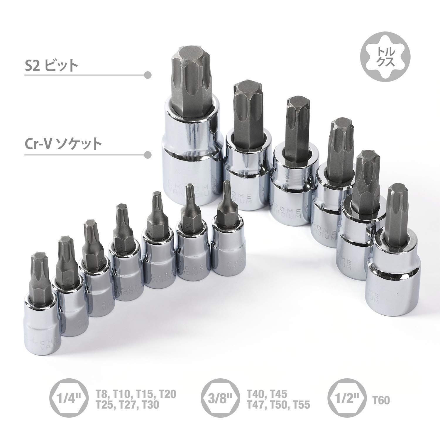 新着商品】WORKPRO トルクスビットソケットセット トルクスレンチ 差込