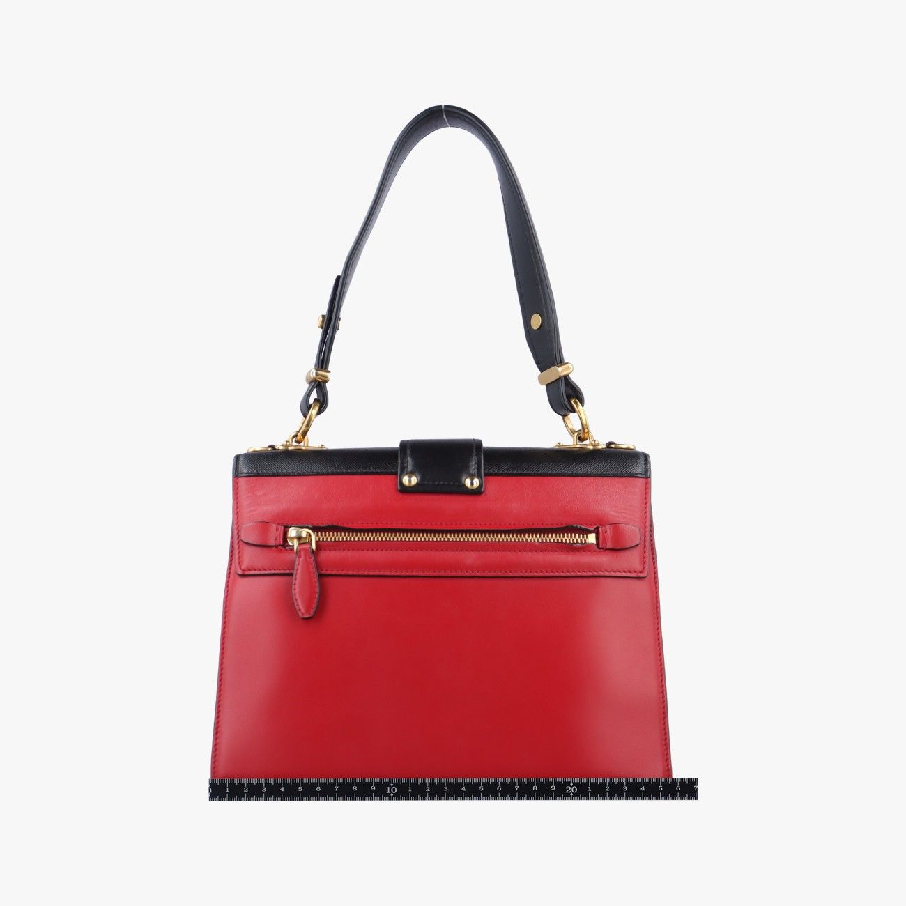 プラダPradaカイエ レッド×ブラック レザー 1BA070 127