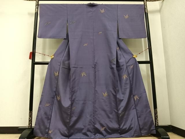 平和屋着物●京の名門・菱屋六右ェ門　紬　群れ鶴　正絹　逸品　AABC4455ph 平和屋着物○京の名門・菱屋六右ェ門 紬 群れ鶴 正絹 逸品 AABC4455ph