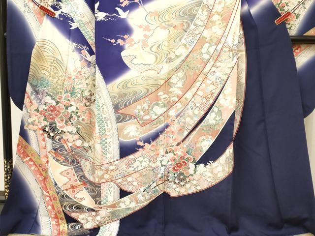 平和屋着物□豪華振袖 飛鶴花車文 暈し染め 金銀彩 正絹 逸品