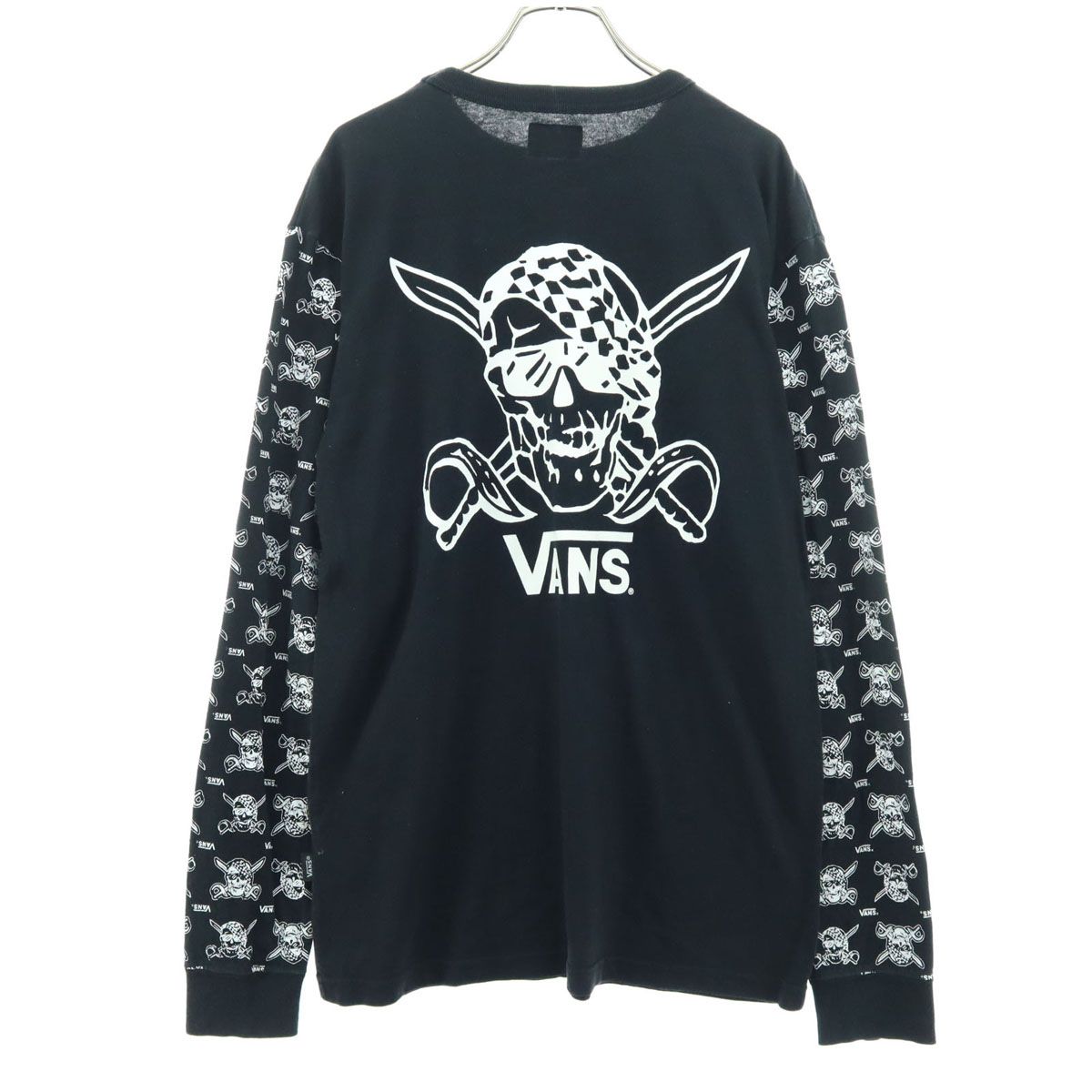 VANS mastermind スカルデザイン 長袖Tシャツ M VANS ヴァンズ スカル 袖プリント 長袖 Tシャツ M ブラック ロン