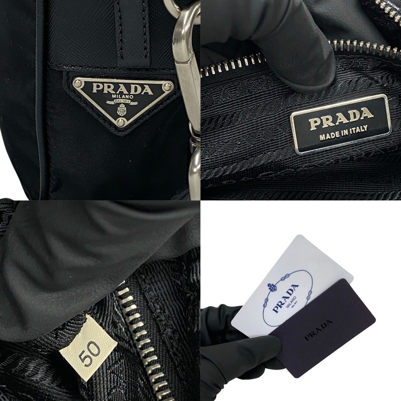 極 美品 袋付き PRADA プラダ 三角ロゴ 金具 サフィアーノ レザー 本革 ナイロン ワン セミ ショルダーバッグ ハンドバッグ ブラック  30883 - メルカリ