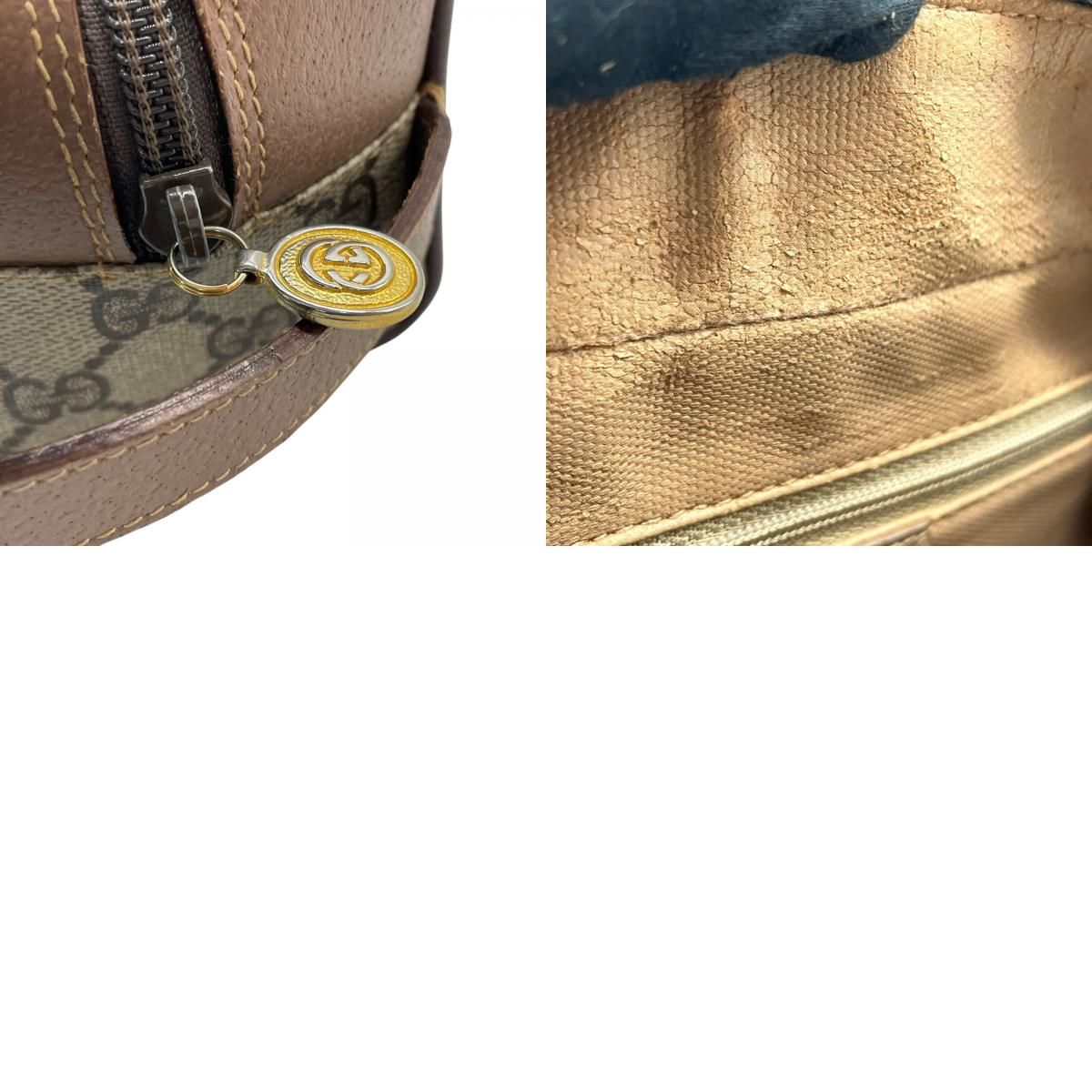 極美品 GUCCI レザー PVC クラッチバッグ GG柄 ファスナー ブラウン 極美品 GUCCI レザー PVC クラッチバッグ GG柄 ファスナー ブラウン