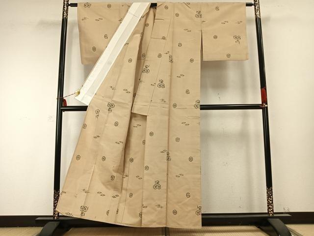 平和屋着物▽上質な紬　単衣　亀甲花文　正絹　逸品　AABB2439fy 平和屋着物▽上質な紬 単衣 亀甲花文 正絹 逸品 AABB2439fy 【公式通販】