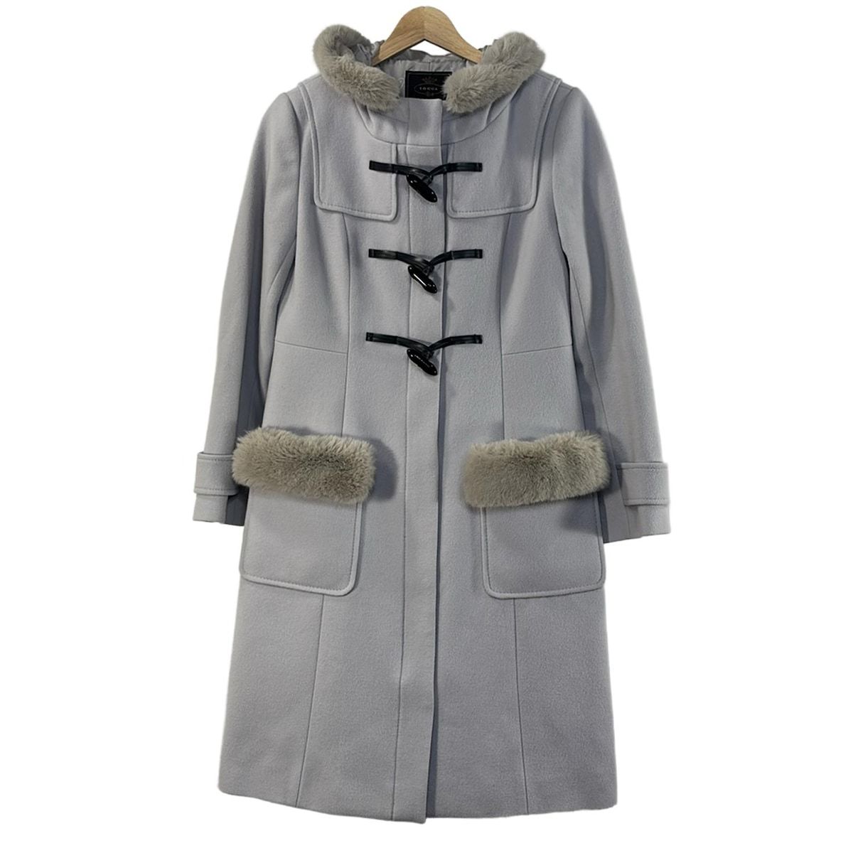 TOCCA トッカ ダッフルコート サイズ2 S レディース - ライトブルー 長袖 ファー取り外し可 ジップアップ 冬