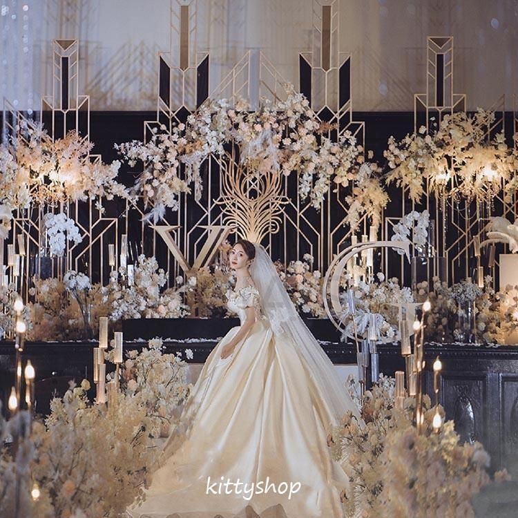 レディース ウェディングドレス サテン ドレス 高級感 結婚式ドレス 