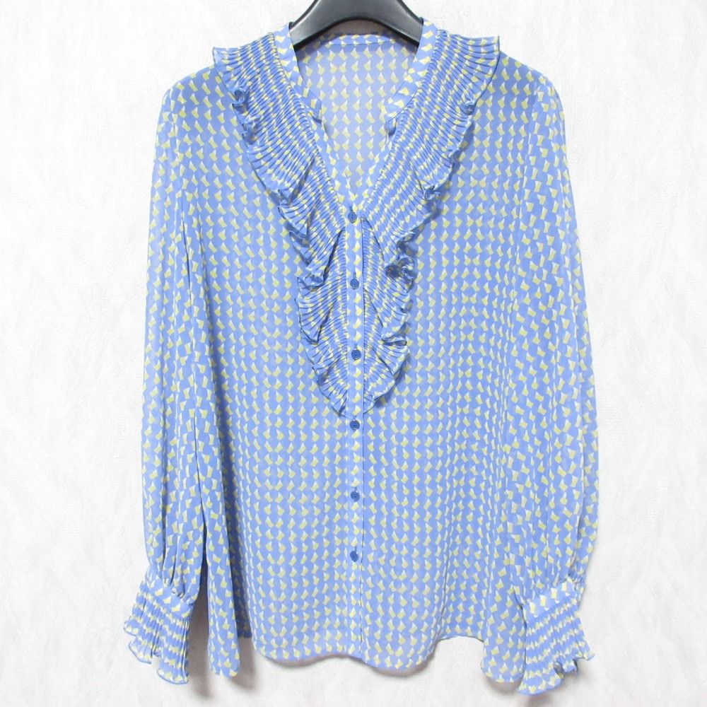 美品 22SS ANAYI アナイ スモールヨットプリントブラウス サイズ38 ブルー レディース 古着 中古 美品 22SS ANAYI アナイ スモールヨットプリントブラウス サイズ