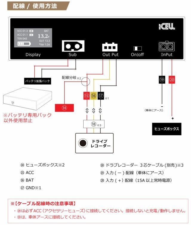 iKeep ドライブレコーダー専用 153Wh 大容量 バッテリー 内蔵 補助バッテリー iCELL-B12A - メルカリ