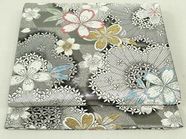 平和屋着物●六通柄袋帯 舞桜文 金銀糸 正絹 逸品 DAAU6655ob