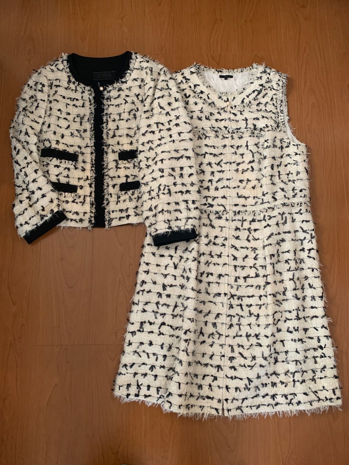 TO BE CHIC パール リボンツイード ノー ジャケット ワンピース セット スーツ サイズ44