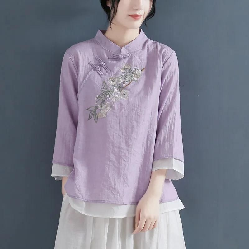レディース 総レース チャイナシャツ ゆったり Tシャツ エレガント ブラウス かわいい トップス チャイナ 民族風 花柄 シャツ チュニック カジュアル 通勤 新品 レディース トップス シャツ チャイナ風 刺繍 エレガント