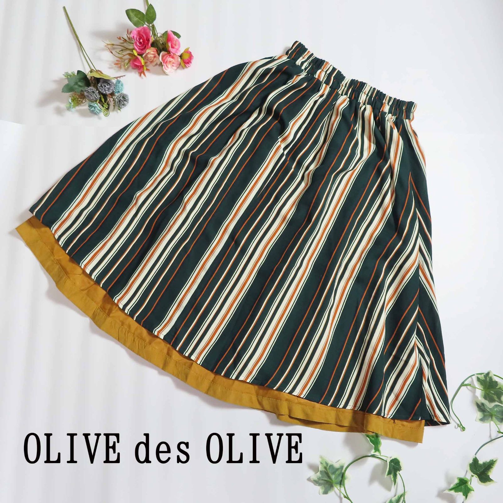 美品 OLIVE des OLIVE オリーブデオリーブ ひざ丈スカート 水色 - スカート