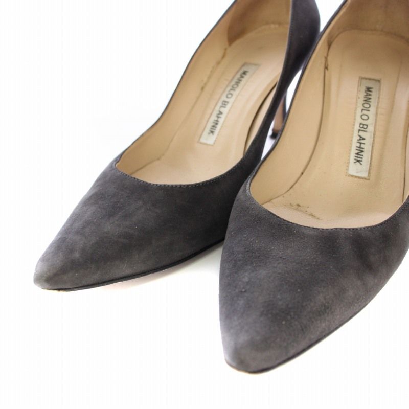 37.5　MANOLO BLAHNIK　マノロブラニク　ダークグレー　ヒール傷 37.5 MANOLO BLAHNIK マノロブラニク ダークグレー ヒール傷