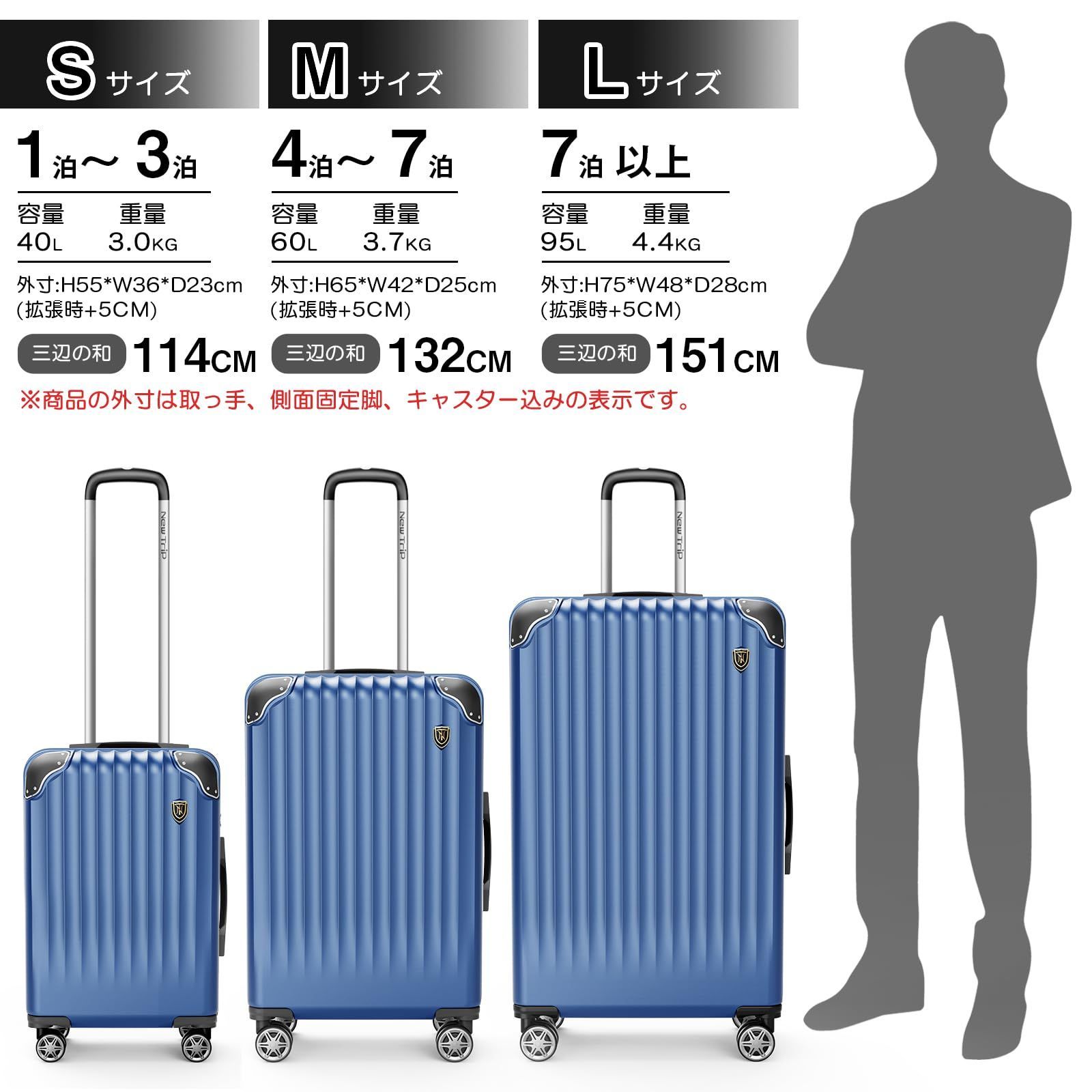 ニュートリップ スーツケース Mサイズ ブルー - バッグ