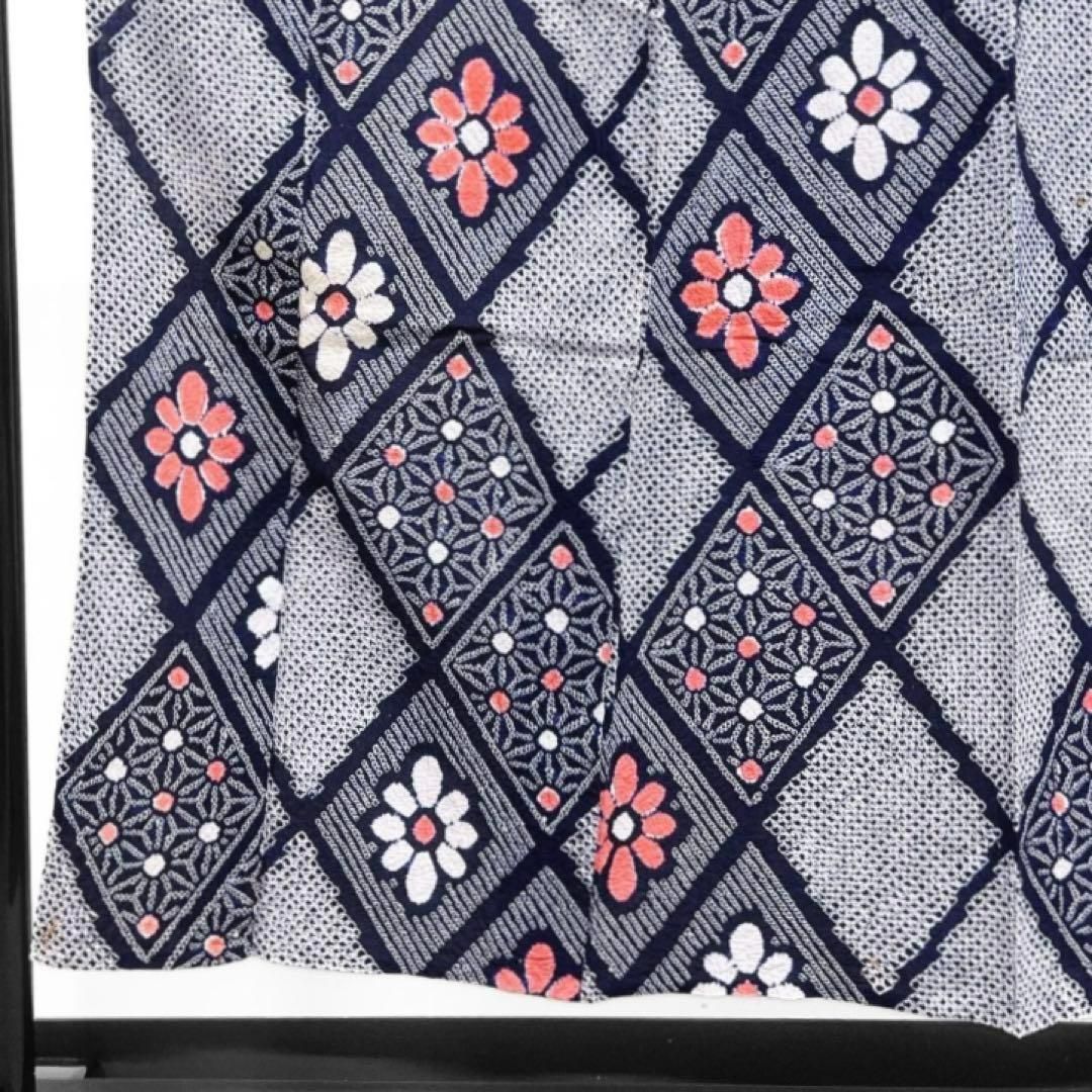 浴衣 有松鳴海絞り 縦 花模様 ネイビー系 着物 054w d 【公式通販】