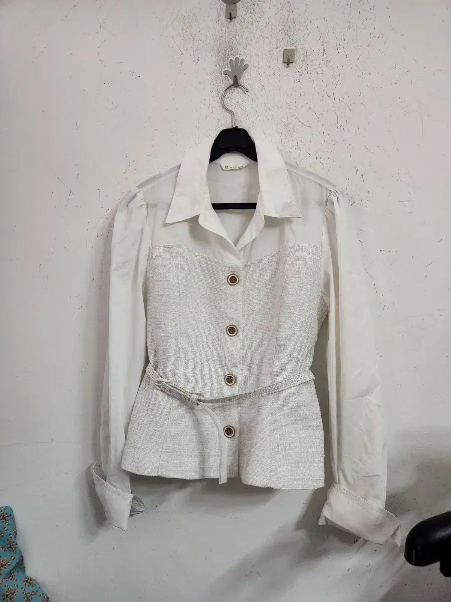 MISSHA ミシャ ツイード ツイード ベルト ブラウス