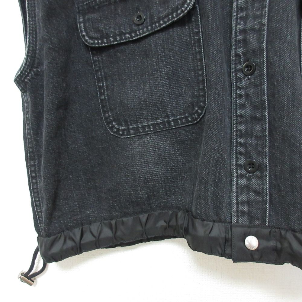  24 SS sacai サカイ ワイドシルエット ノースリーブ デニムシャツジャケット 24-07136 サイズ1 ブラック レディース 古着 ノースリーブ シャツ ブラウス