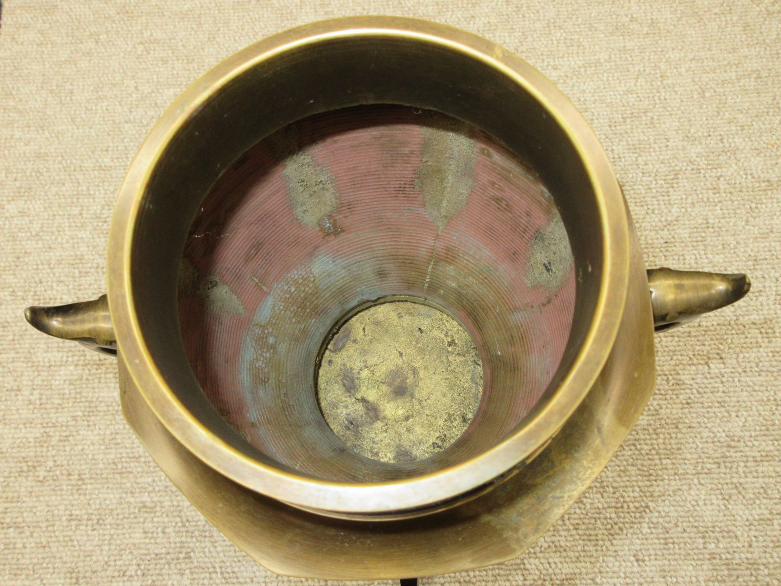 高岡銅器 銅器 鋳銅 中光作 薄端 双耳輪 彫金 花瓶 花器 壺 置物