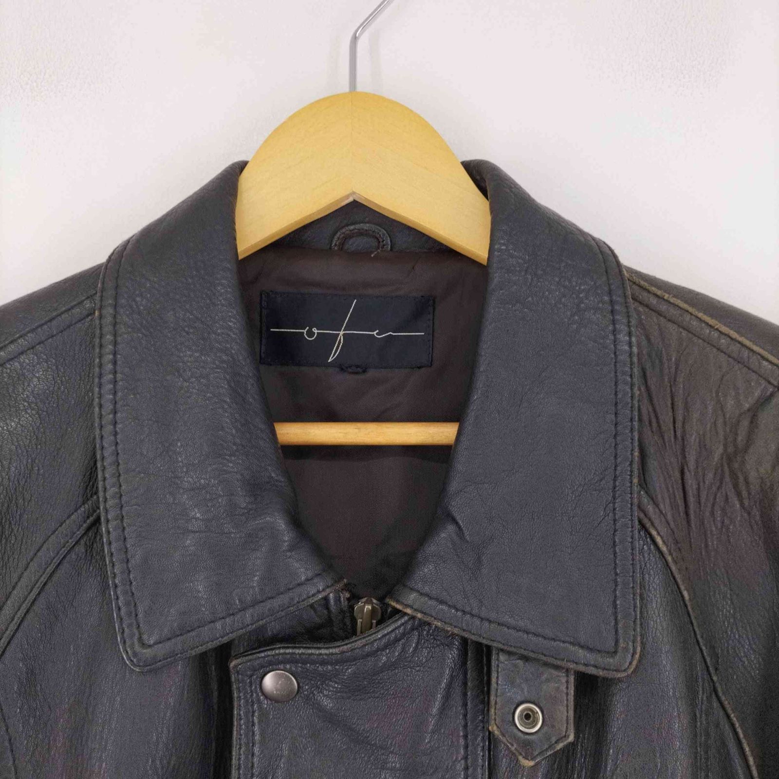 ユーズドフルギ USED古着 ボックスシルエット 比翼ラムレザー