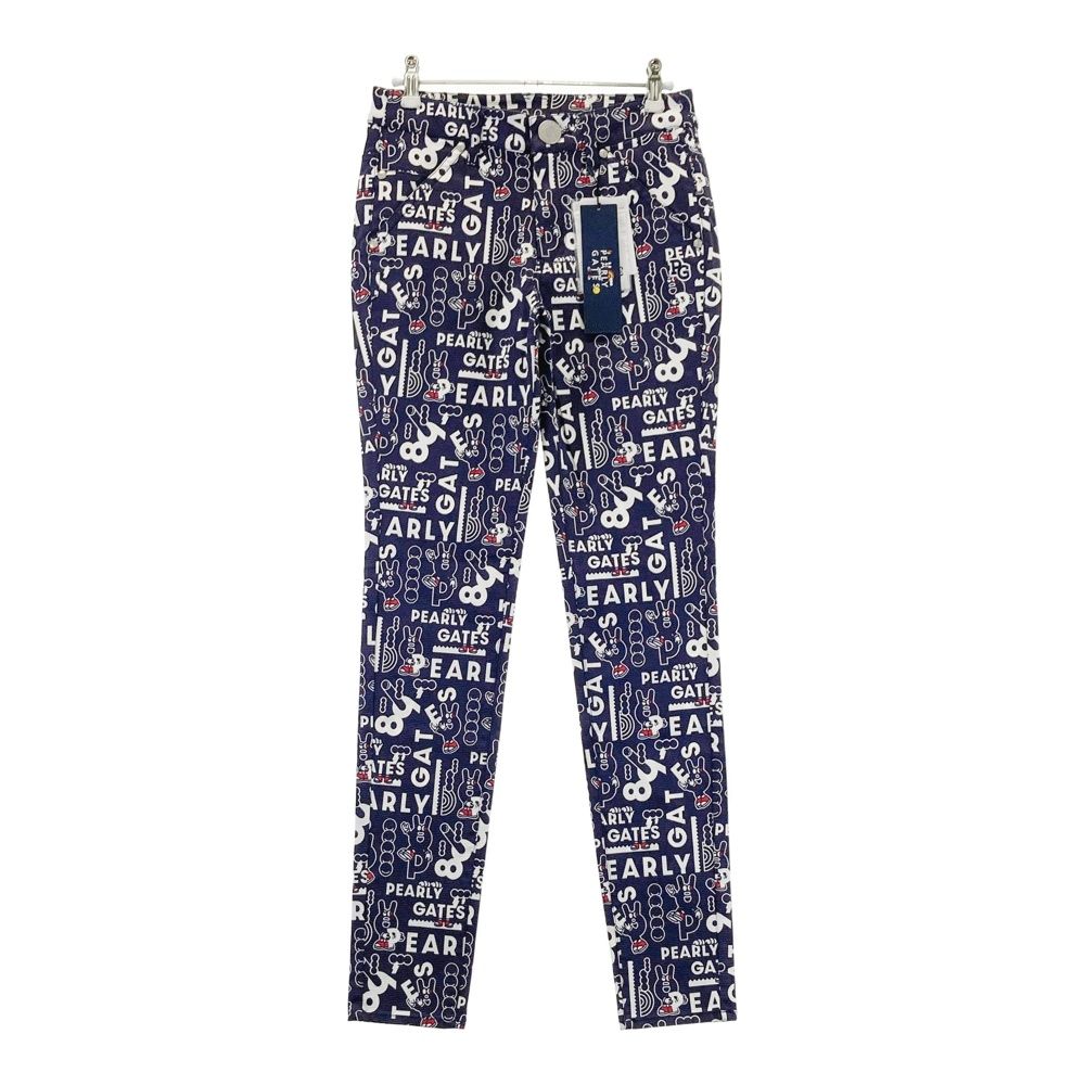 サイズ 0 PEARLY GATES パーリーゲイツ 055-2231020 ストレッチパンツ どうしちゃったPG 総柄 ネイビー系 240101535083 ゴルフウェア レディース ストスト