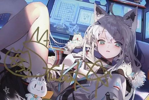 ポストカード　白上フブキ 直筆サイン入り夏炉描き下ろしポストカード 「バーチャルYouTuber ホロライブ 白上フブキ 活動4周年記念フルセット数量限定Ver.」 購入特典 中古】ポストカード 白上フブキ 直筆サイン入り夏炉描き下ろし