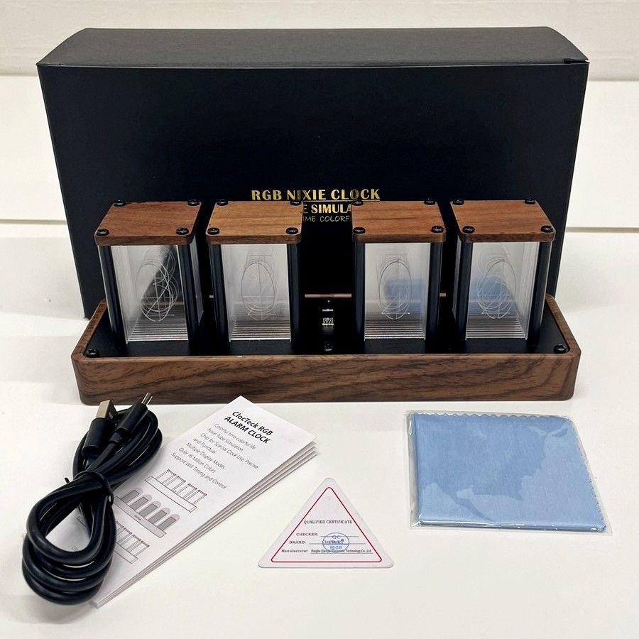 卓上時計 ニキシー管時計 目覚まし 時計 クロック LED 木製 モダン
