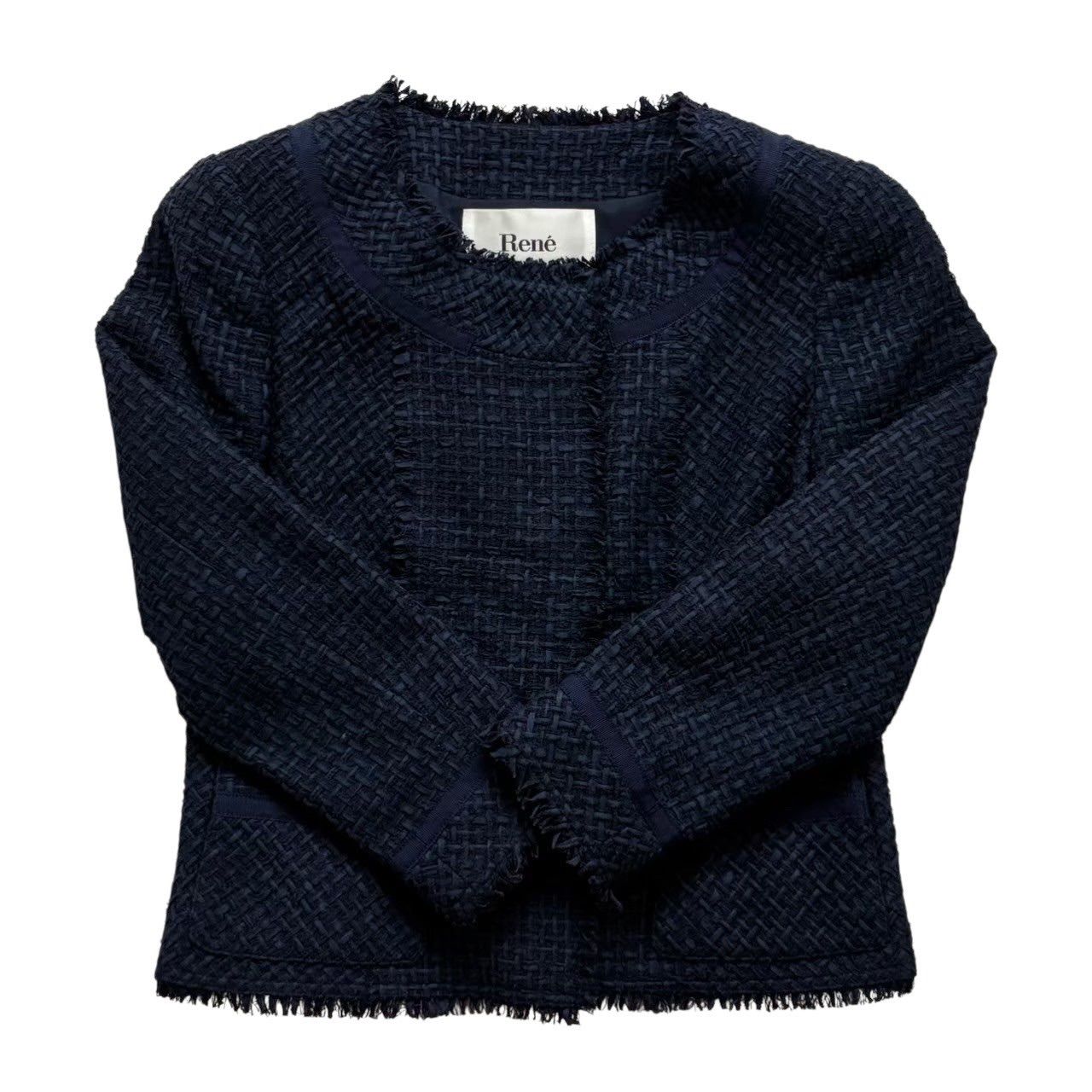 Rene ルネ ノーカラージャケット 紺 ネイビー アウター 入園式 卒園式