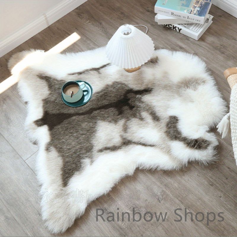 新品未使用】ラグ トナカイ皮ラグ ソフトフェイクファーラグ