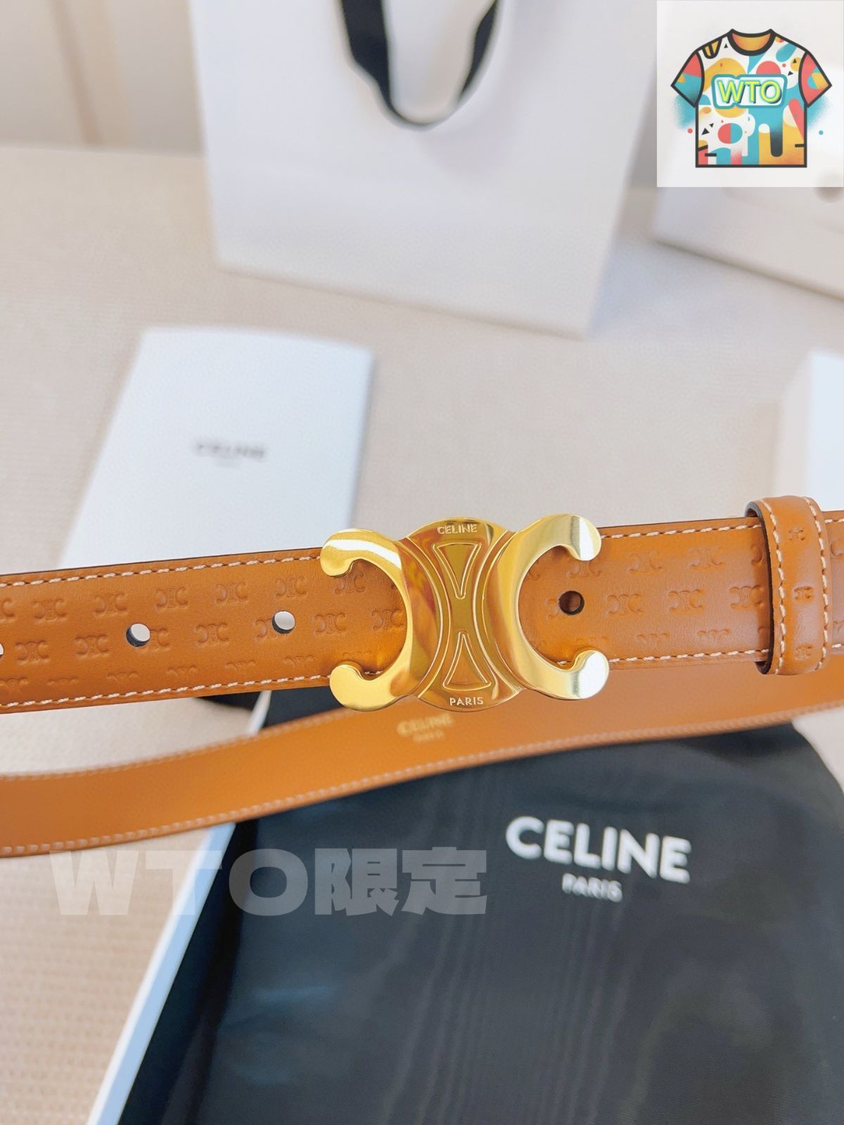 期間限定値下げ(2/9AM中) CELINE /ブラウンレザーベルト CELINE セリーヌ トリオンフ レザー ベルト ブラウン vintage