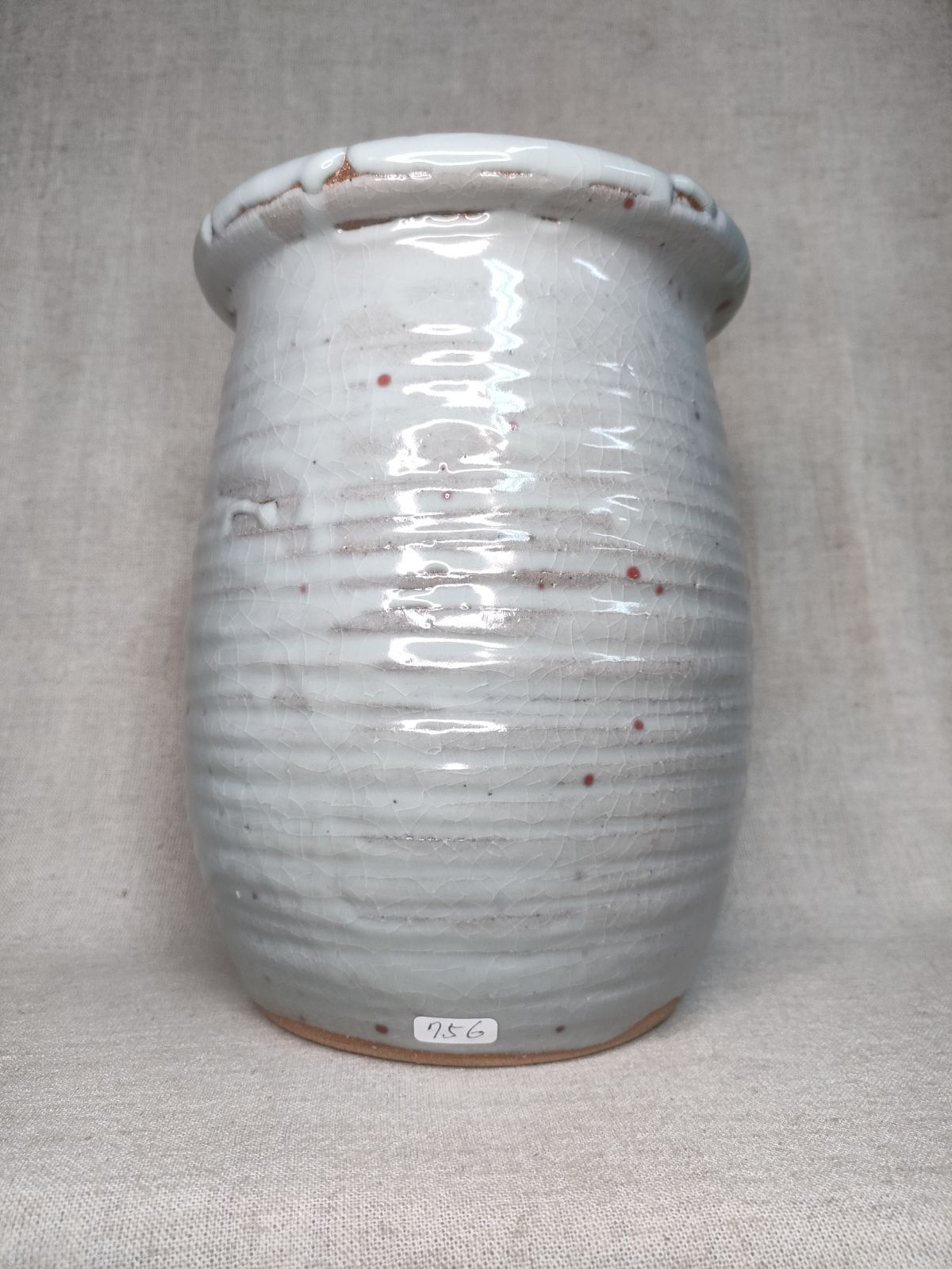 青磁花器タコツボ型壺灰被り青磁花器花入れ唐津焼