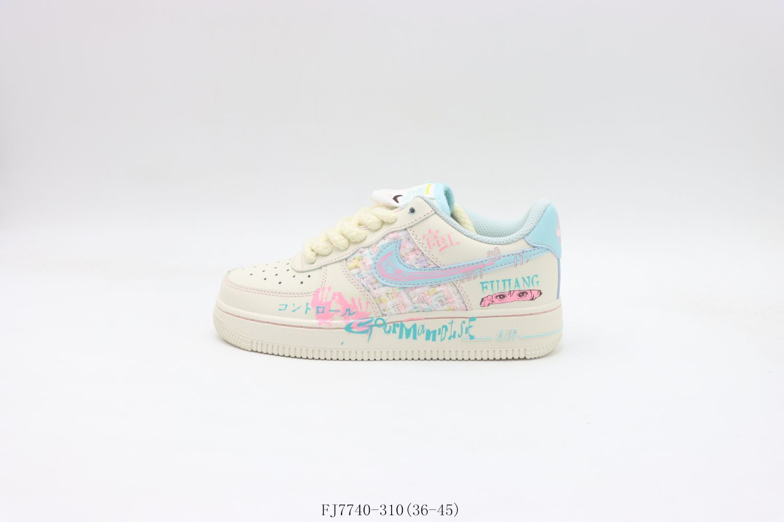 今日 Nike ナイキ エアフォースロートップスケートシューズ ホワイトブルーピンク FJ7440-310-MM輸入2
