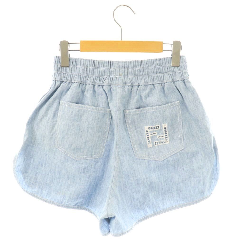 国内発 FENDI FFシャンブレー伸縮ウエストショートパンツ