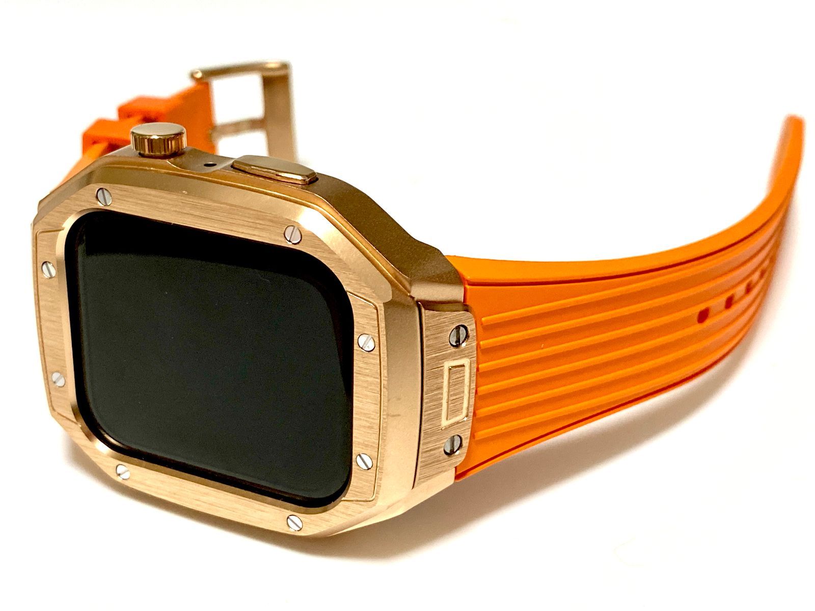 ローズオレンジ 新作 メタル ラバー カスタム apple watch
