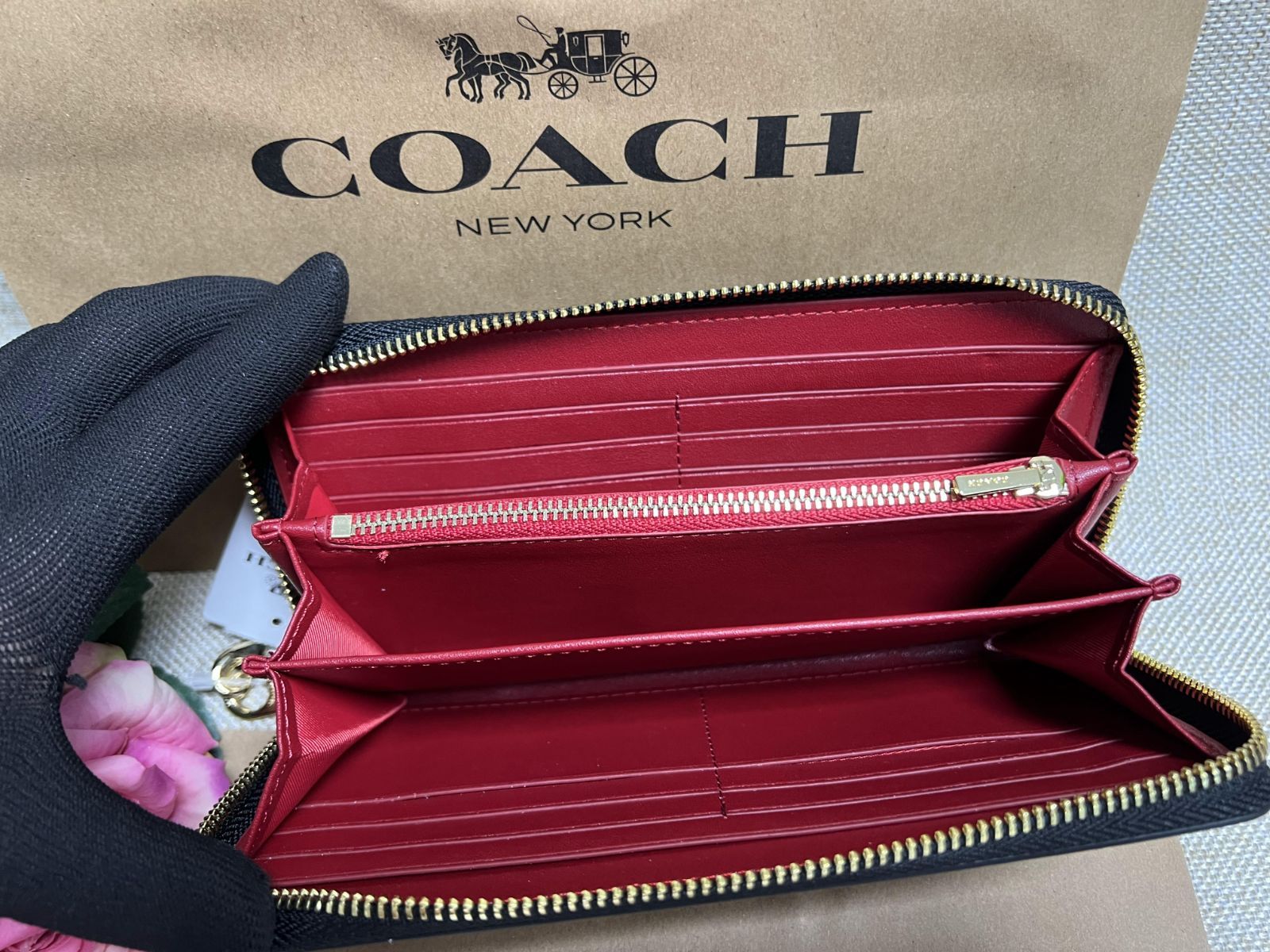 COACH コーチ 長財布 ホースアンドキャリッジ アコーディオンラウンド