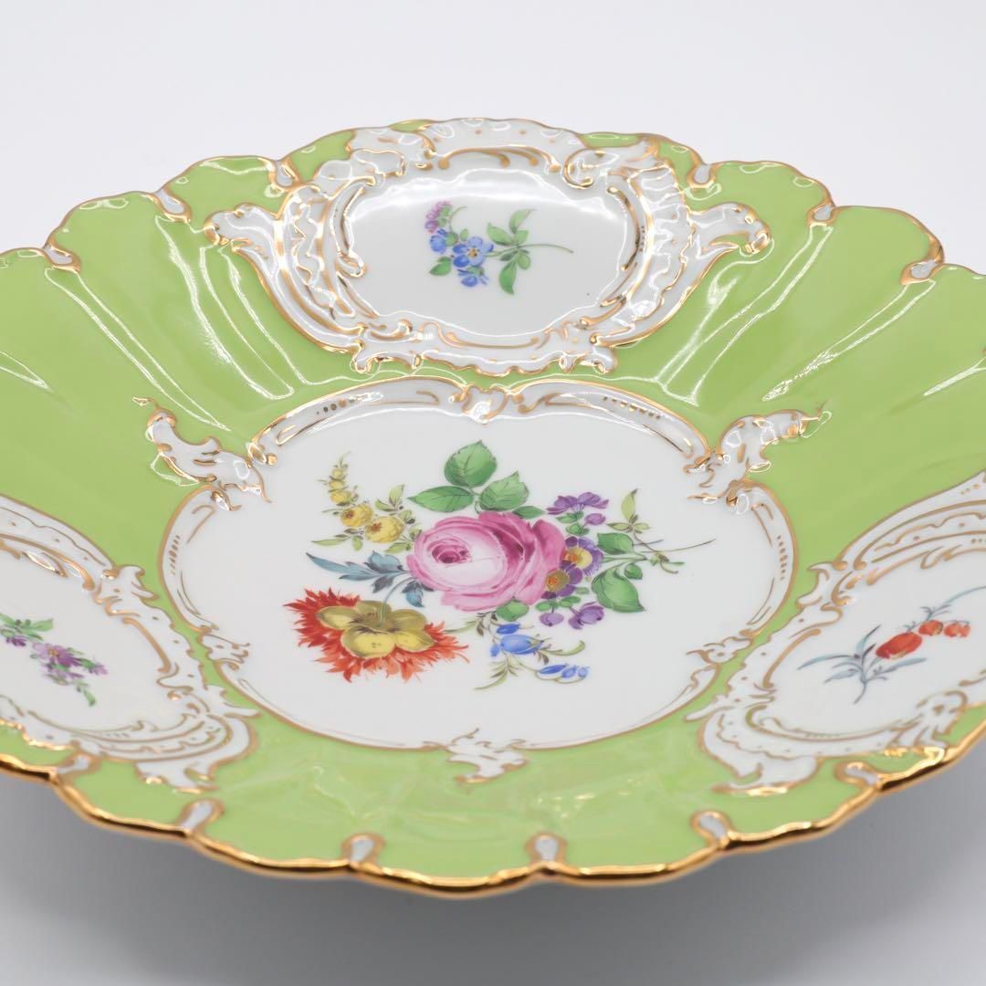 マイセン 1級品 グランツゴールド 飾り皿 フラワーブーケ 五つ花