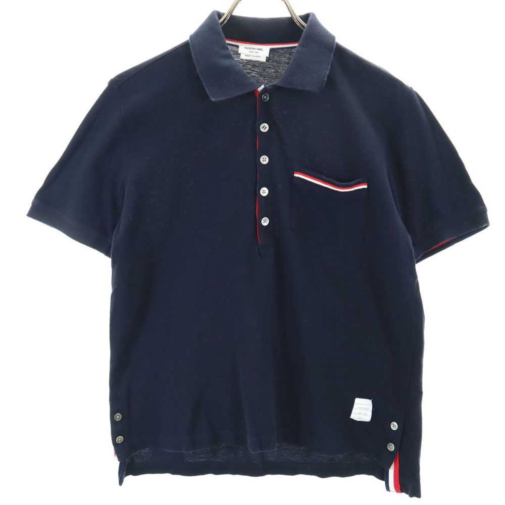 トムブラウン 日本製 半袖 鹿の子 ポロシャツ 1 ネイビー THOM BROWNE メンズ 古着 【240412】 メール便可