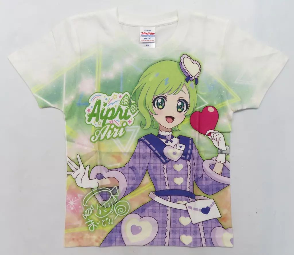 Tシャツ 三ツ葉アイリ フルグラフィックTシャツ グリーン キッズサイズ ひみつのアイプリ POP UP SHOP in SHIBUYA TSUTAYA