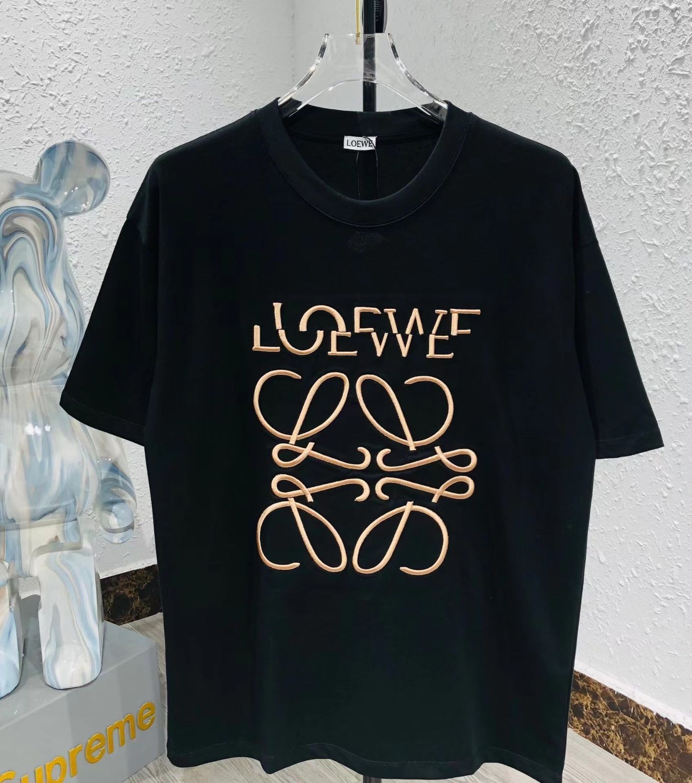 Loeweロエベ夏の新作乱れ刺繍プリントカップル半袖Tシャツ