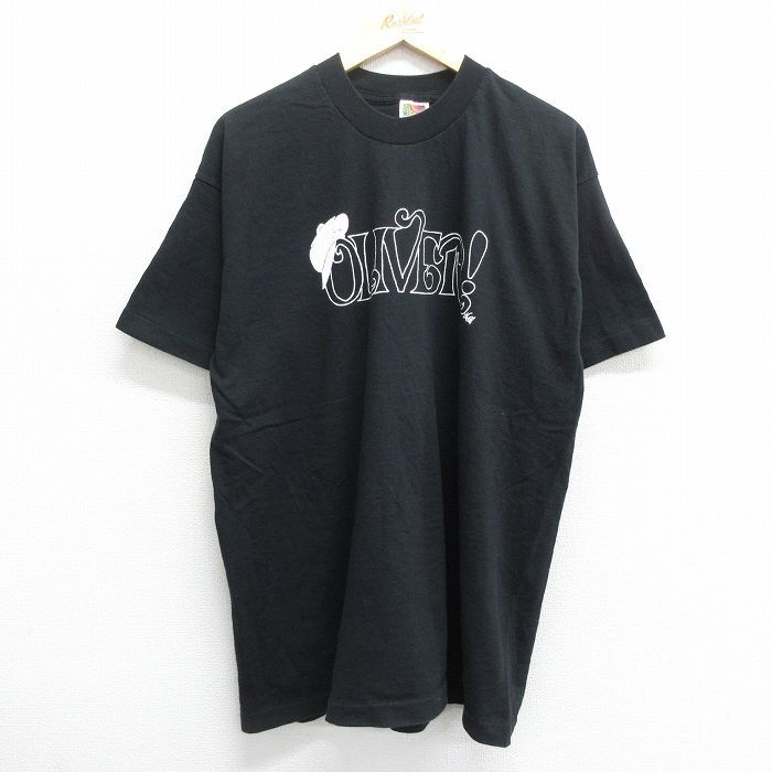 XL/古着 フルーツオブザルーム 半袖 ビンテージ Tシャツ メンズ 90s OLIVER コットン クルーネック 黒 ブラック 24feb12 中古