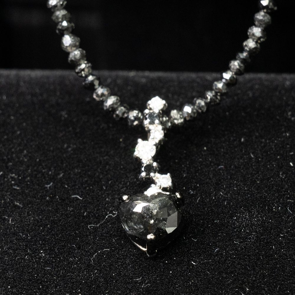 K18WG ブラックダイヤモンド1.92ct＋13.49ct ネックレス 38cm