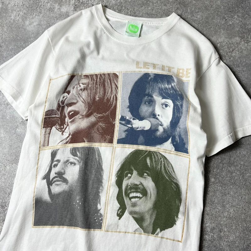 00s THE BEATLES オフィシャル Let It Be プリント 半袖 Tシャツ S 