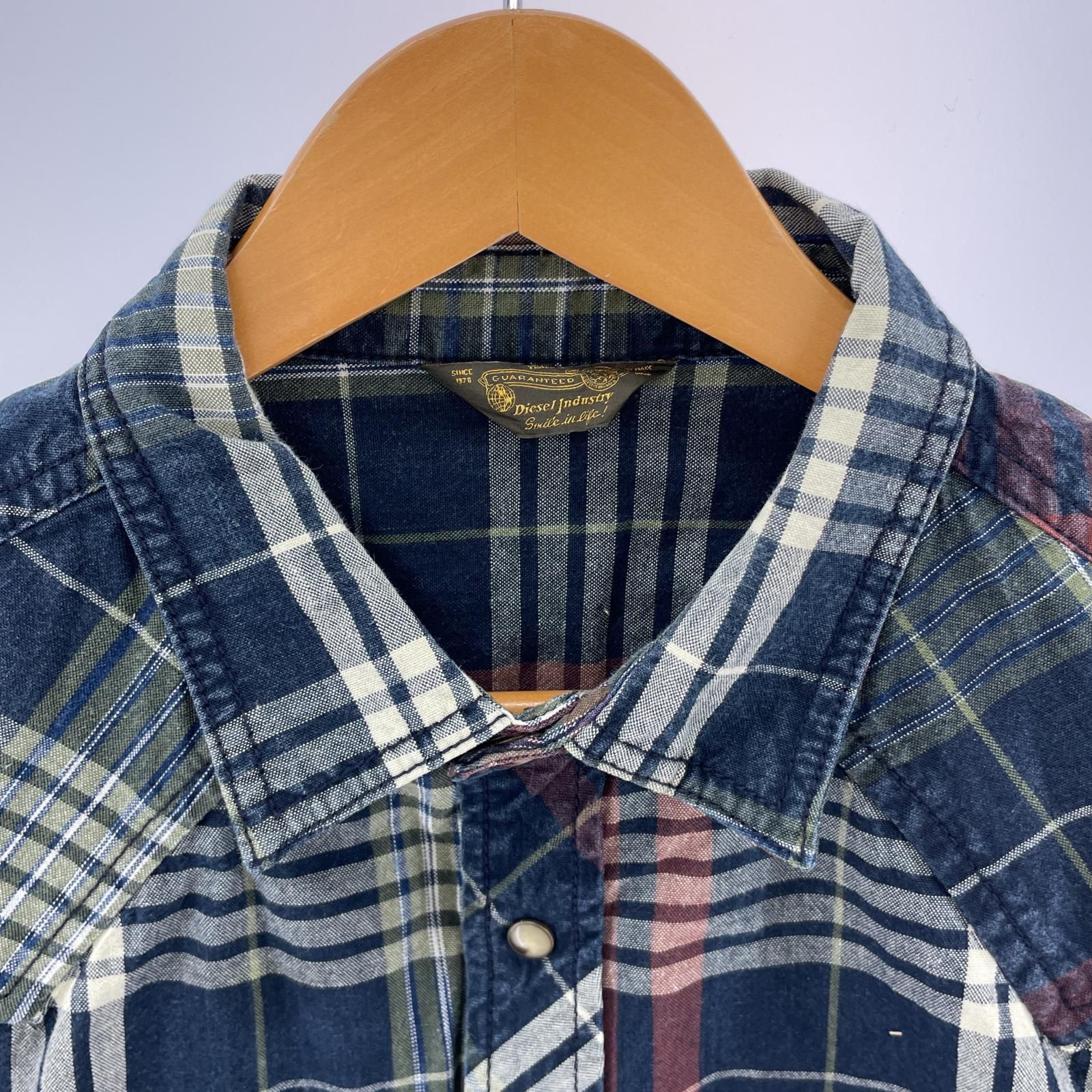 DIESEL ディーゼル チェック長袖シャツ sizeM/ネイビー系 - メルカリ