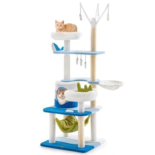 GYMAX キャットタワー 高さ165cm 猫タワー 猫ハウス 猫部屋 猫用 据