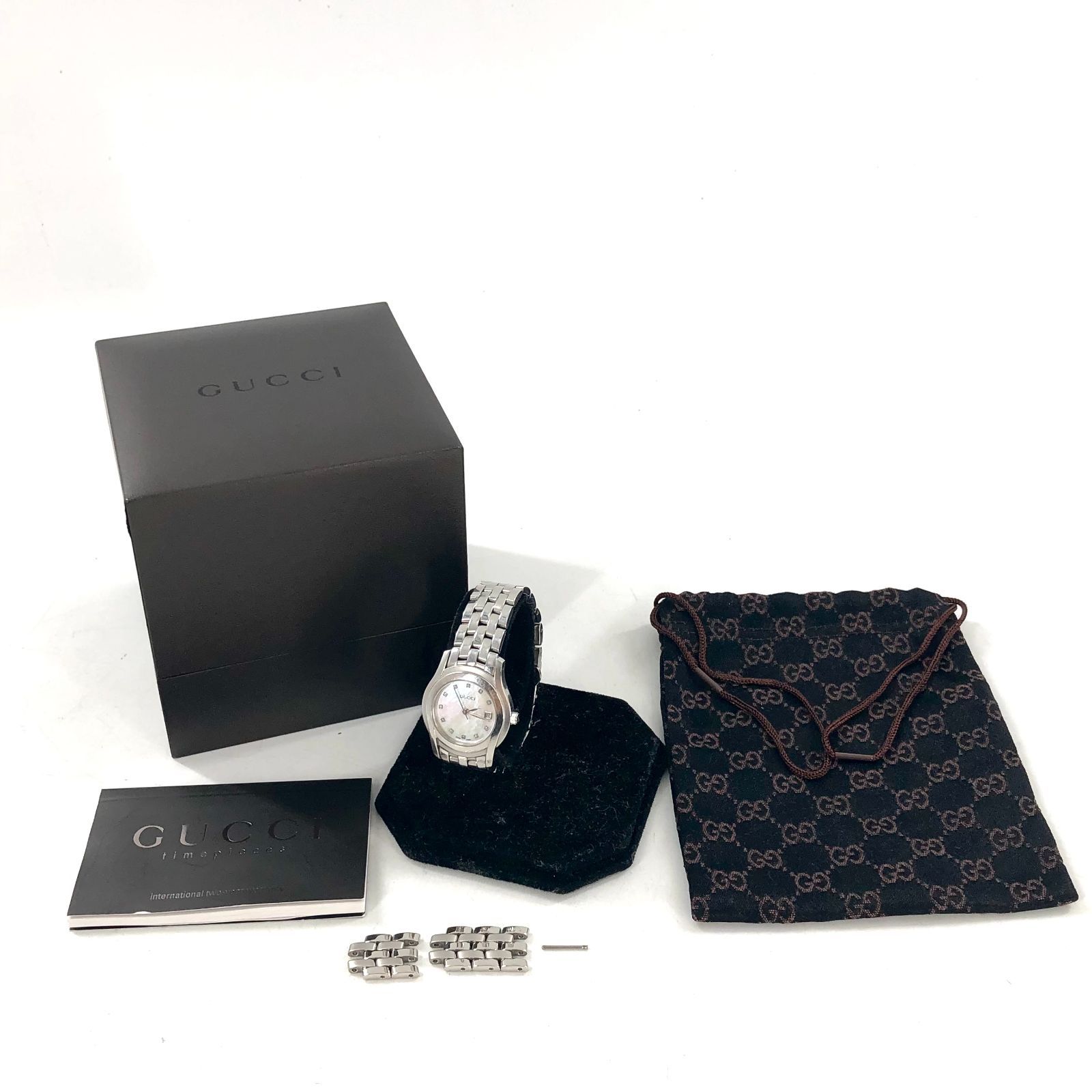 GUCCI グッチ 5500L QZ/SS ホワイトシェル文字盤 11Pダイヤ レディース
