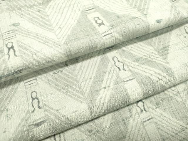 平和屋着物○生紬 型染め 変わり間道 正絹 逸品 DAAT1159tw